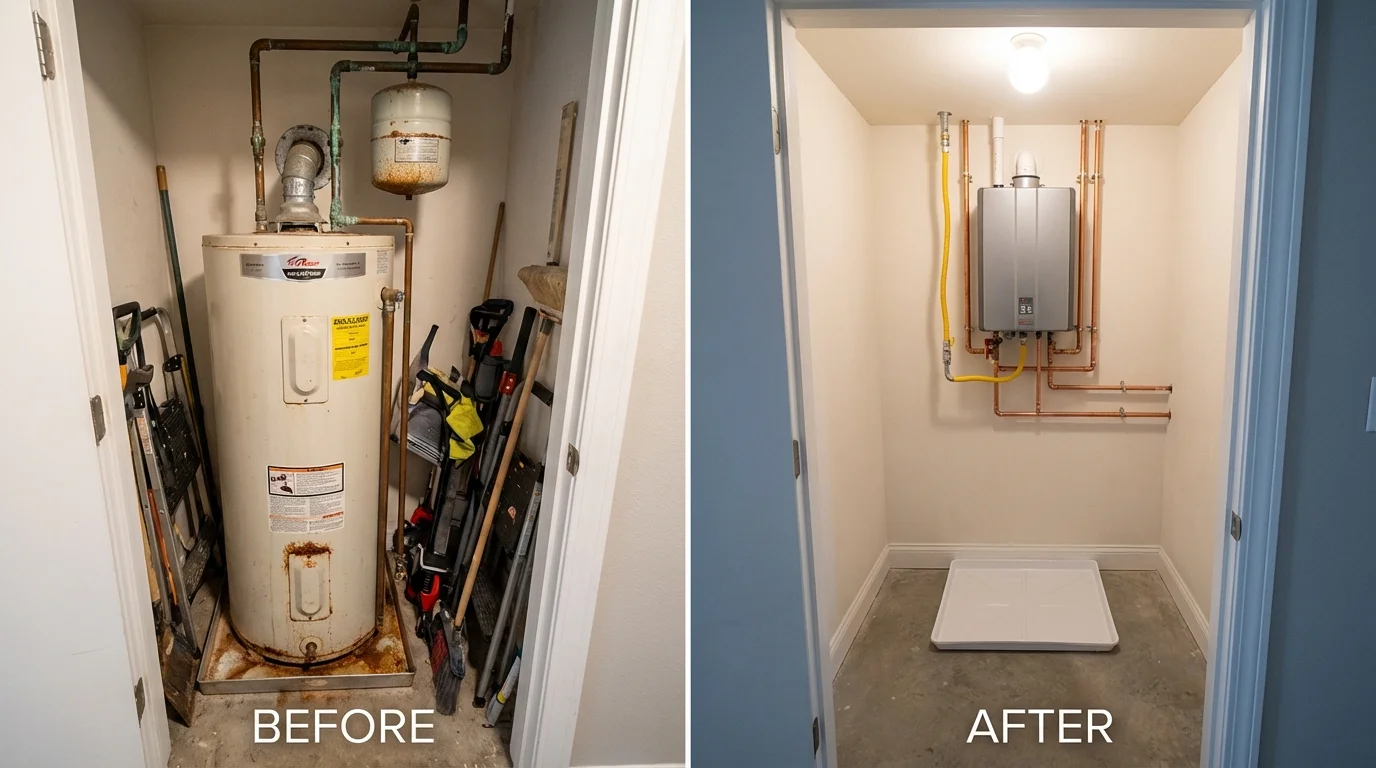 Tank water heater versus wall-mounted tankless unit comparison for Florence, WI homeowners
